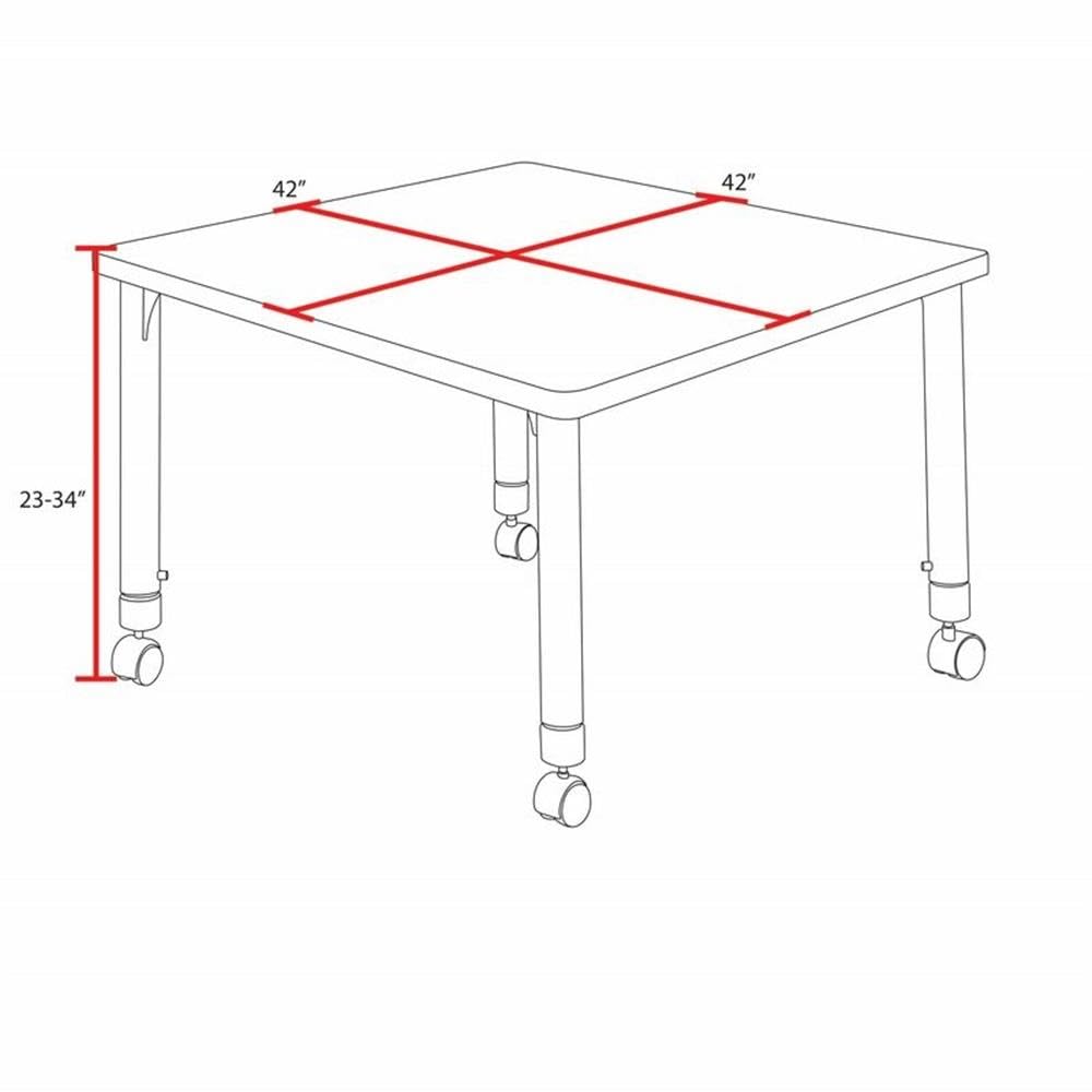 42" Square Mobile Table with 4 Stack Chairs W24257