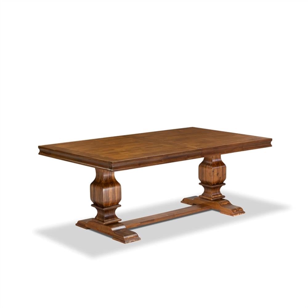9-Piece Acacia Wood Dining Table Set with Faux Leather Chairs Y7392