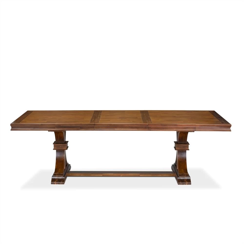 9-Piece Acacia Wood Dining Table Set with Faux Leather Chairs Y7392