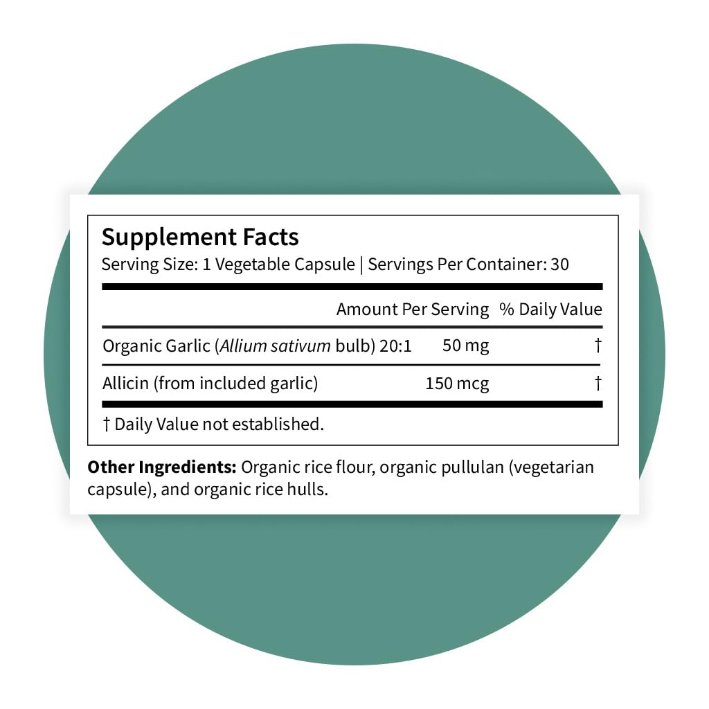 Organic Garlic Supplement 30 Capsules R645