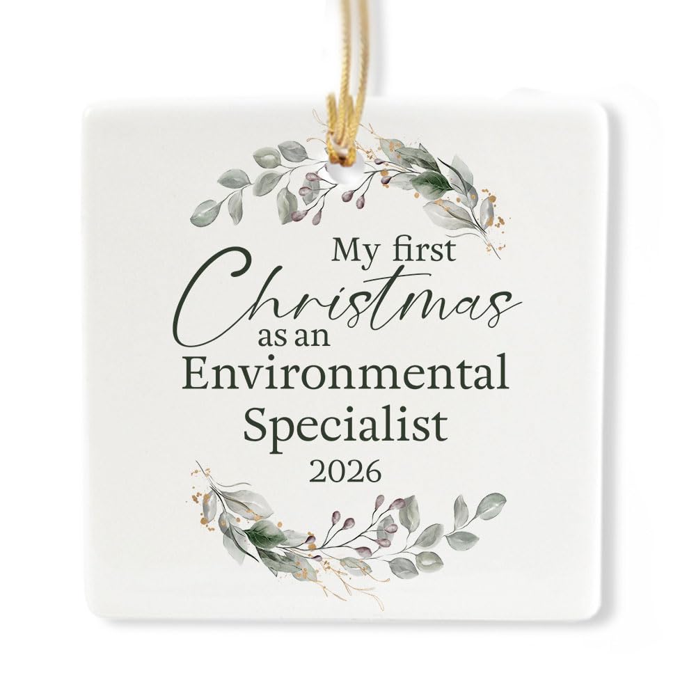 Ceramic 3-inch Square-Shaped Botanical Wreath Ornament O36241