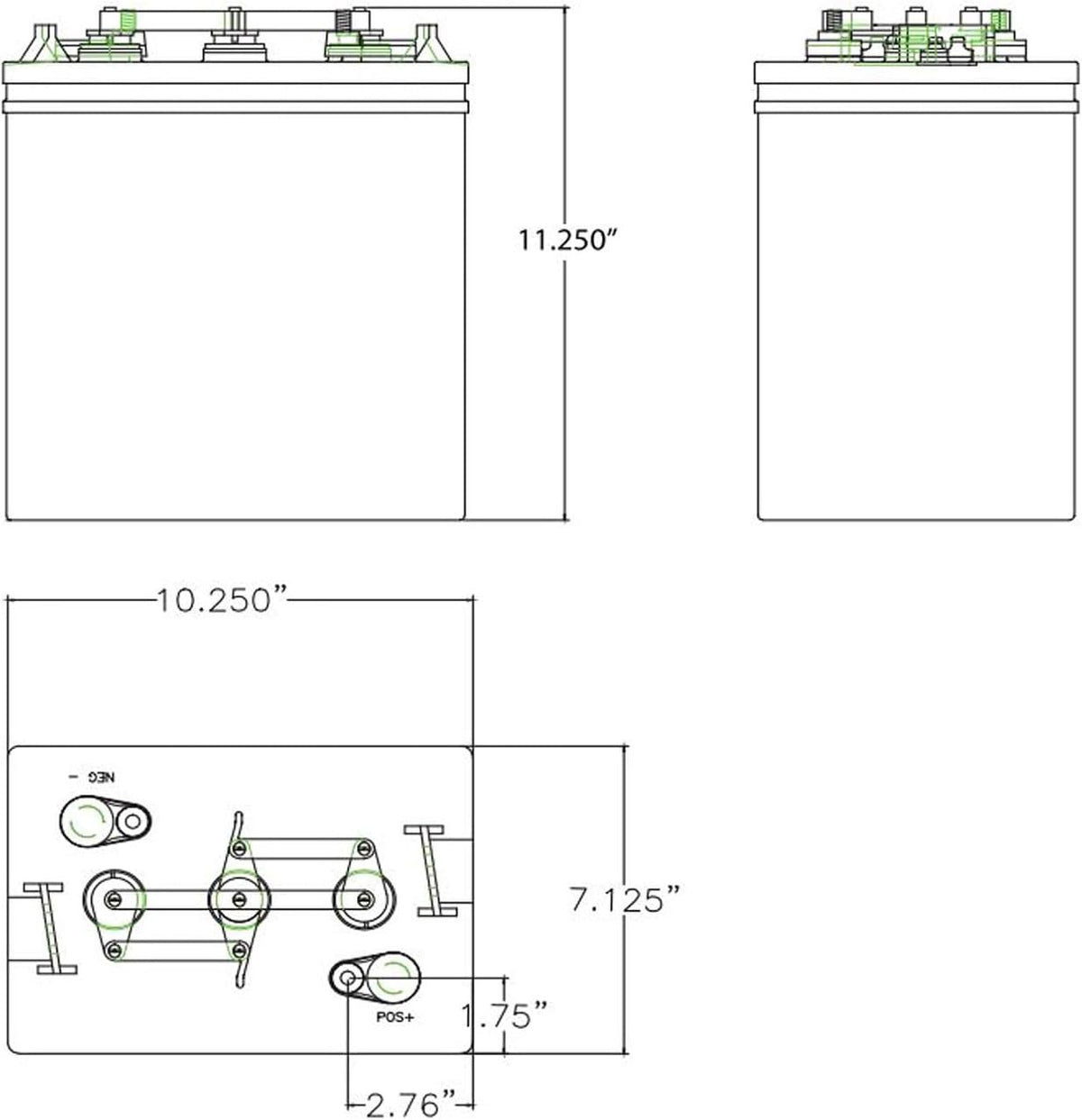 6 Volt 232 Ah Deep Cycle Battery Group Size GC2 Z745230