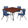 42" Square Mobile Table with 4 Stack Chairs W24257