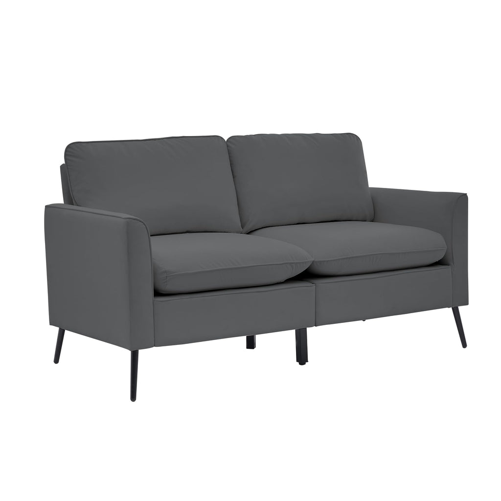 Light Gray Leather Upholstered Sofa Loveseat Two-Pack Q308735