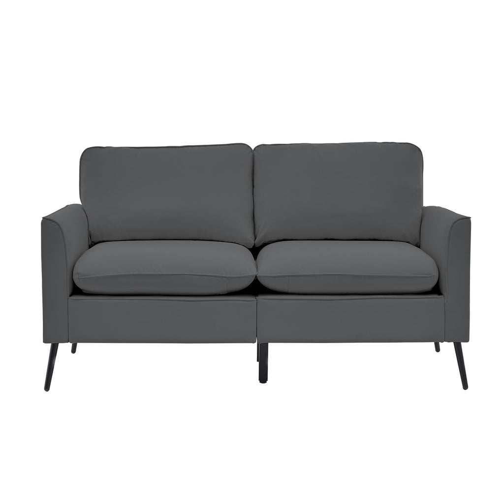 Light Gray Leather Upholstered Sofa Loveseat Two-Pack Q308735