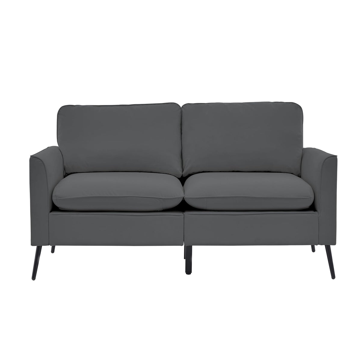 Light Gray Leather Upholstered Sofa Loveseat Two-Pack Q308735