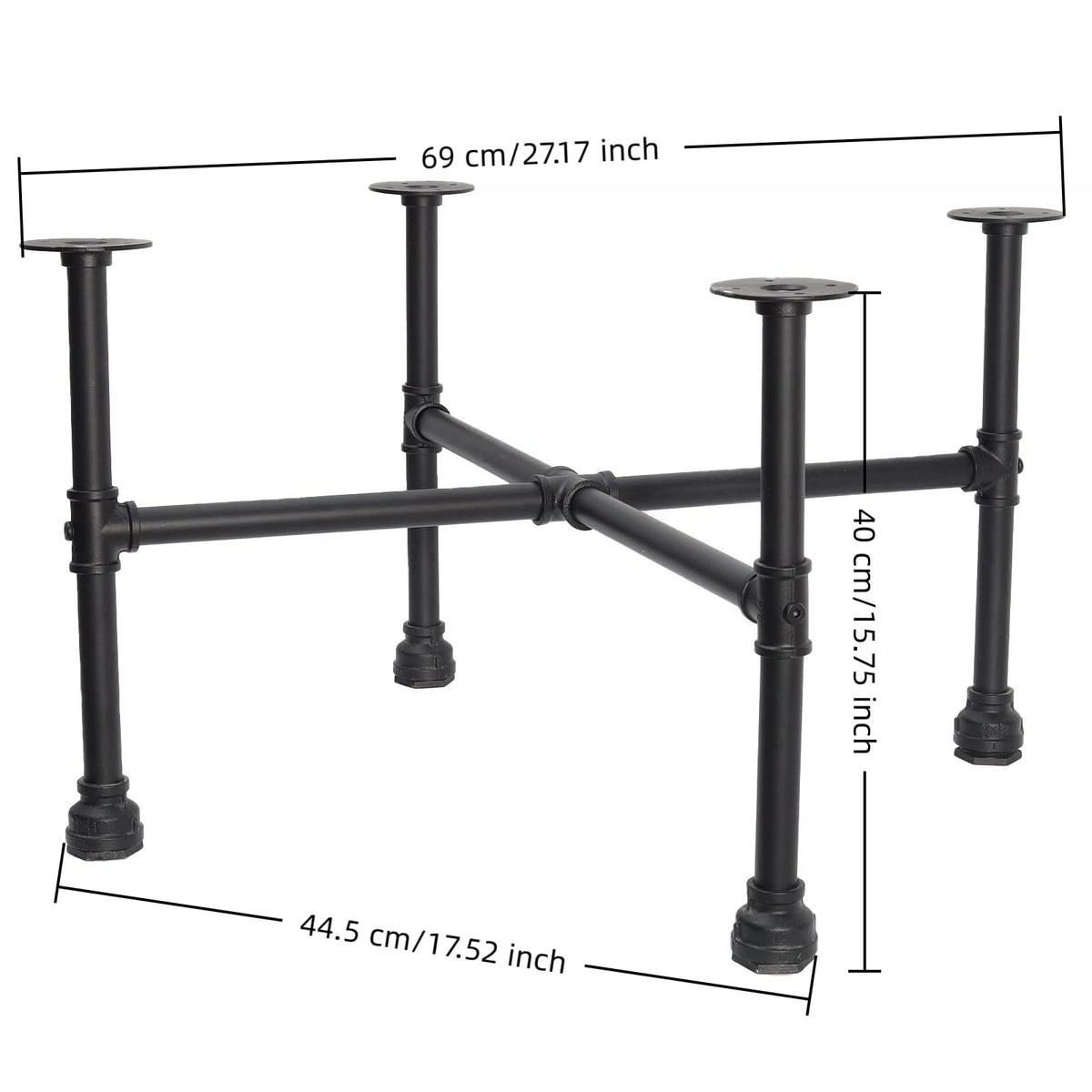 Black Industrial Pipe Table Leg Set U79356