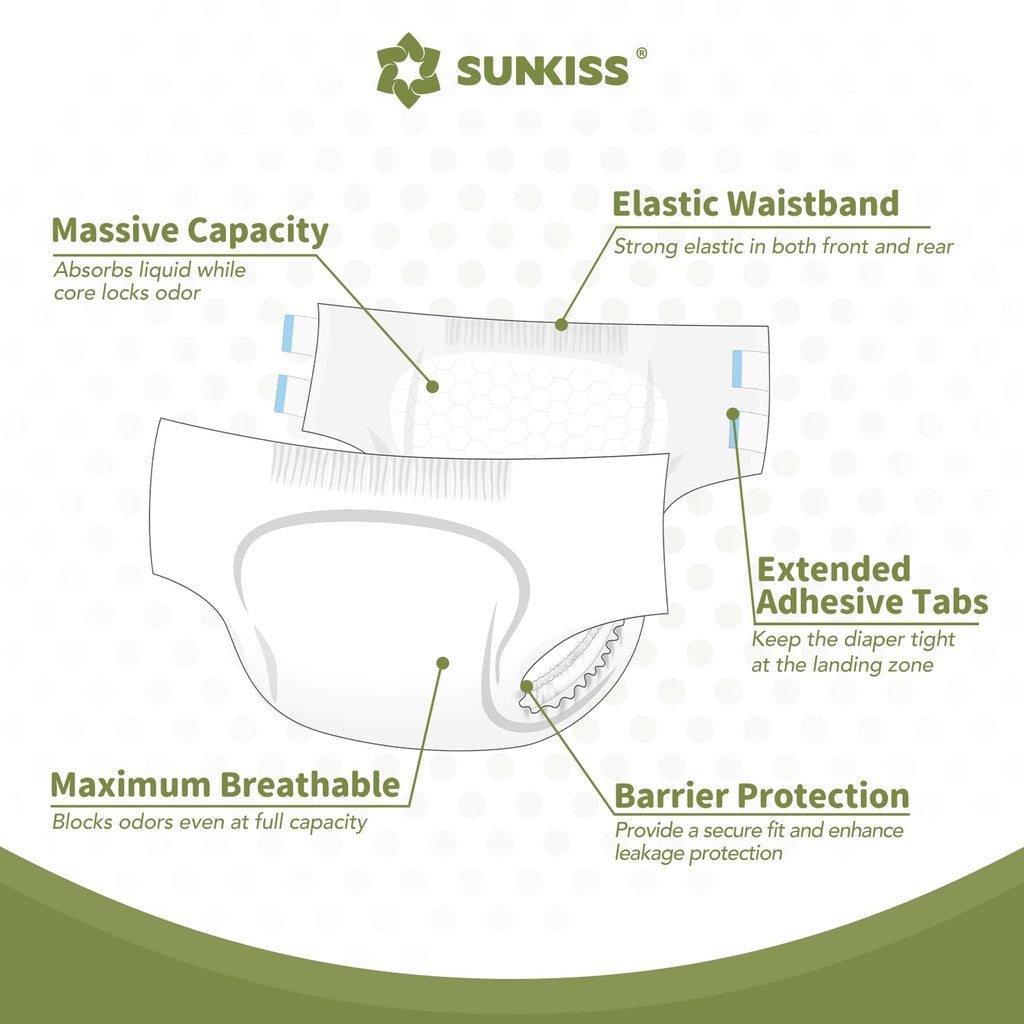 Adult Diapers with Tabs, L/XL, White, 40 Count C184260