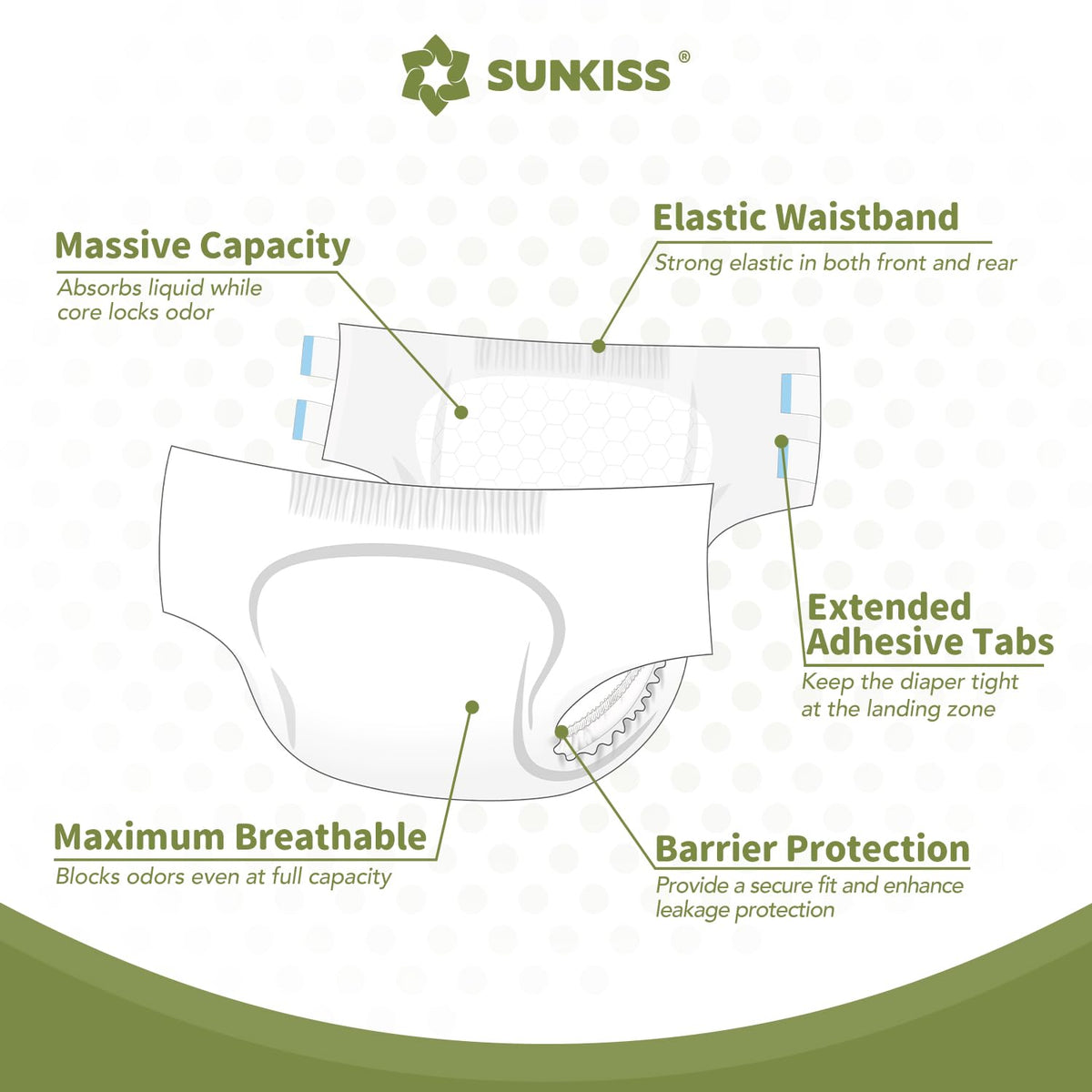 Adult Diapers with Tabs, L/XL, White, 40 Count C184260