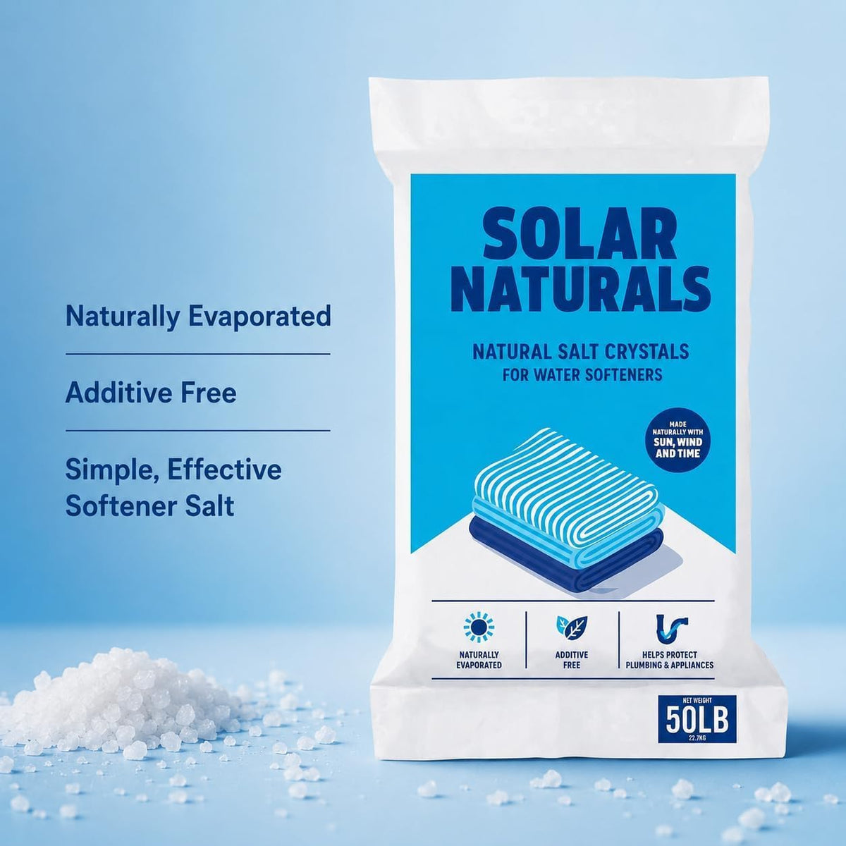 Natural Salt Crystals for Water Softeners, 50lb I1455