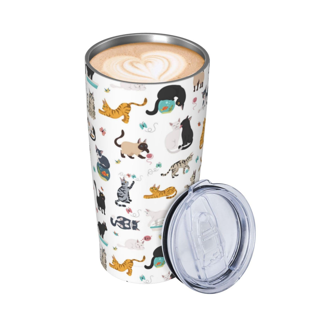 20 Oz Stainless Steel Insulated Cat Tumbler with Lid and Straw S6154