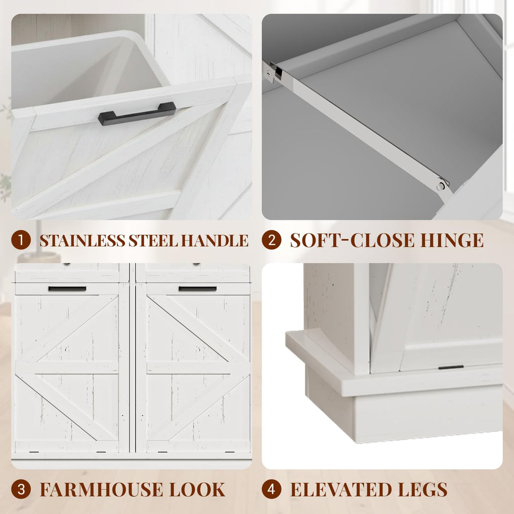 White 20 Gallon Tilt Out Trash Can Cabinet A742
