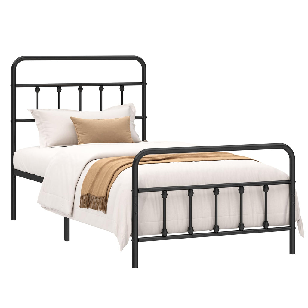 Twin Size Metal Bed Frame with Headboard and Footboard Q9719