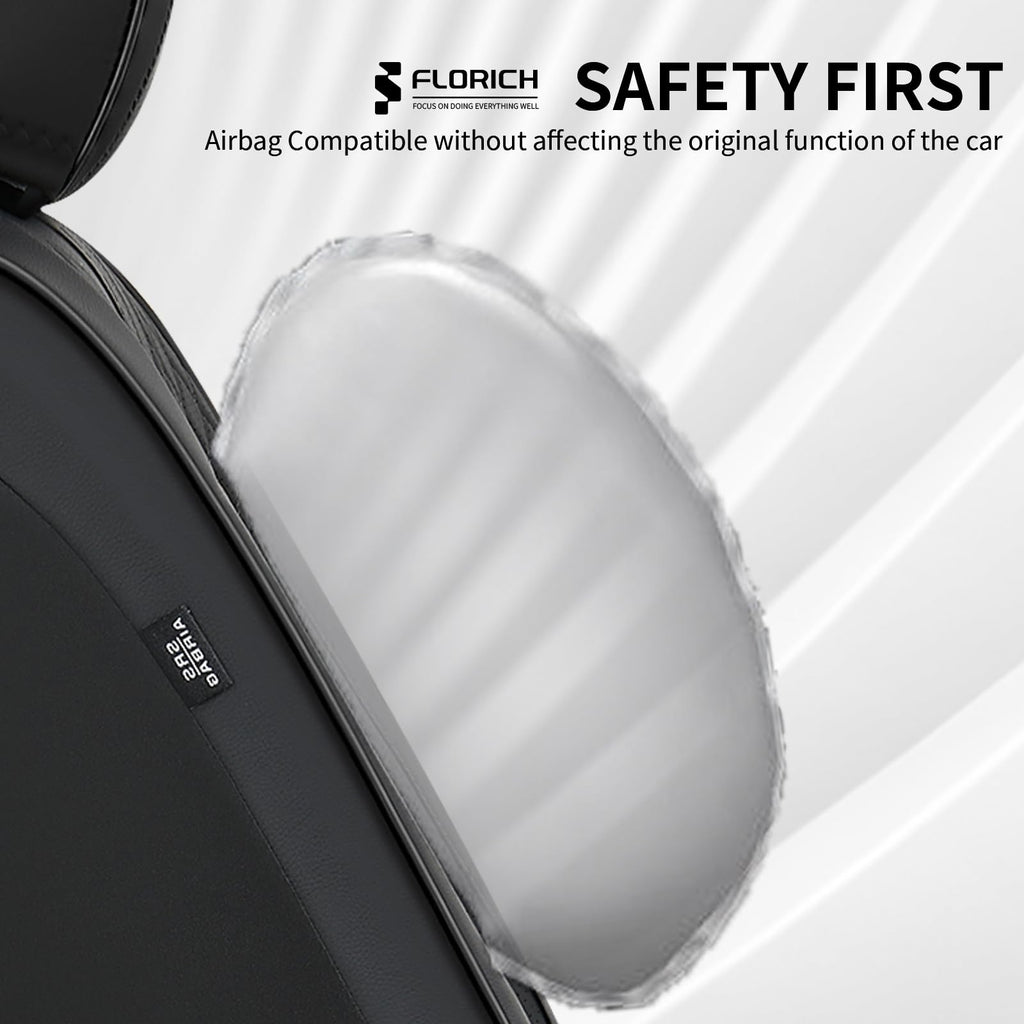 Black Leather Full Set Waterproof Car Seat Covers S1736