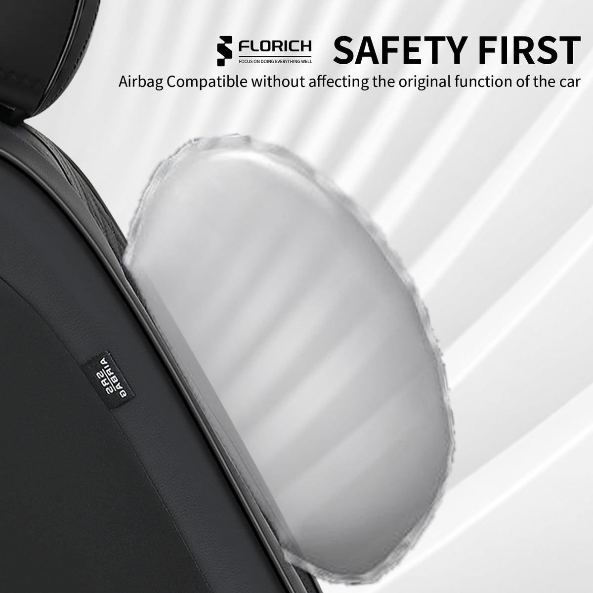 Black Leather Full Set Waterproof Car Seat Covers S1736