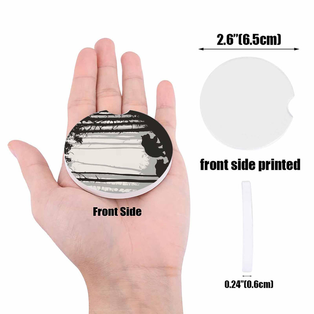 Black Gray Ceramic Car Cup Holder Coasters 2 Pack R746640