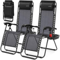 2 Pack Black Zero Gravity Lounge Chairs with Side Table H50604