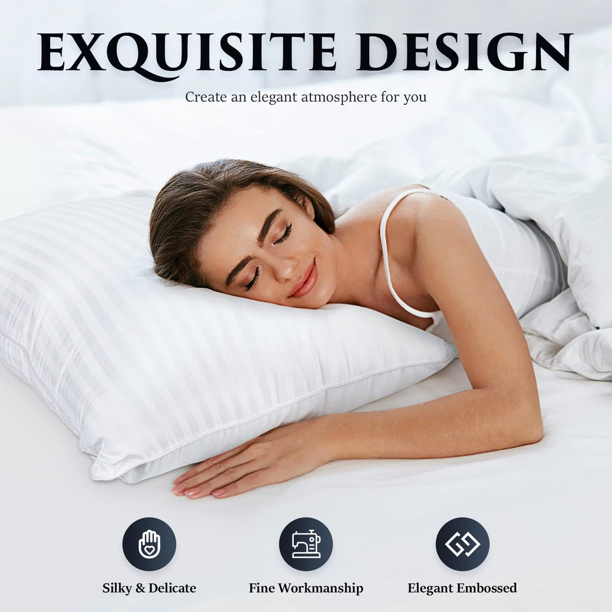 Queen Size Microfiber Bed Pillows Set of 2 X341453