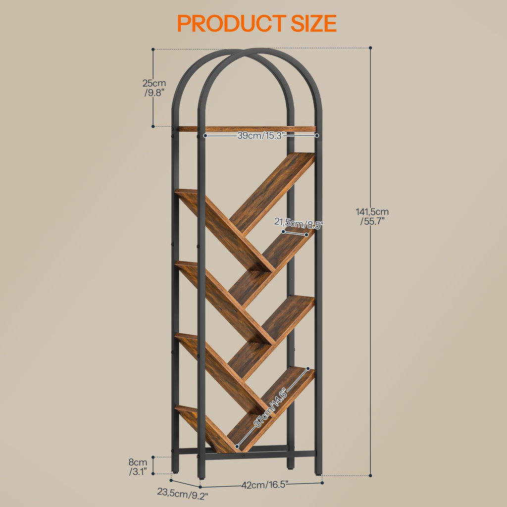 8-Tier Arched Bookshelf with Metal Frame U59436