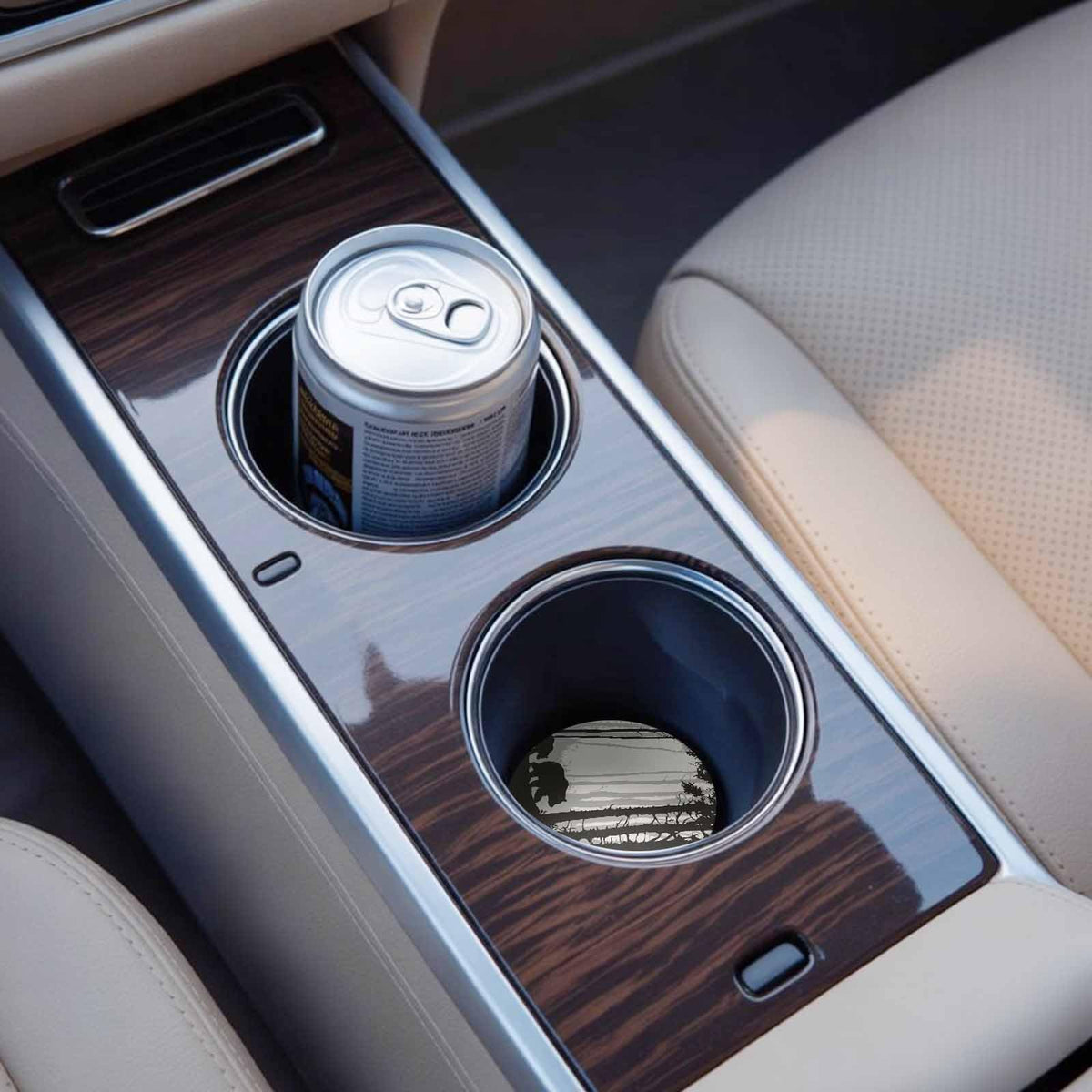 Black Gray Ceramic Car Cup Holder Coasters 2 Pack R746640