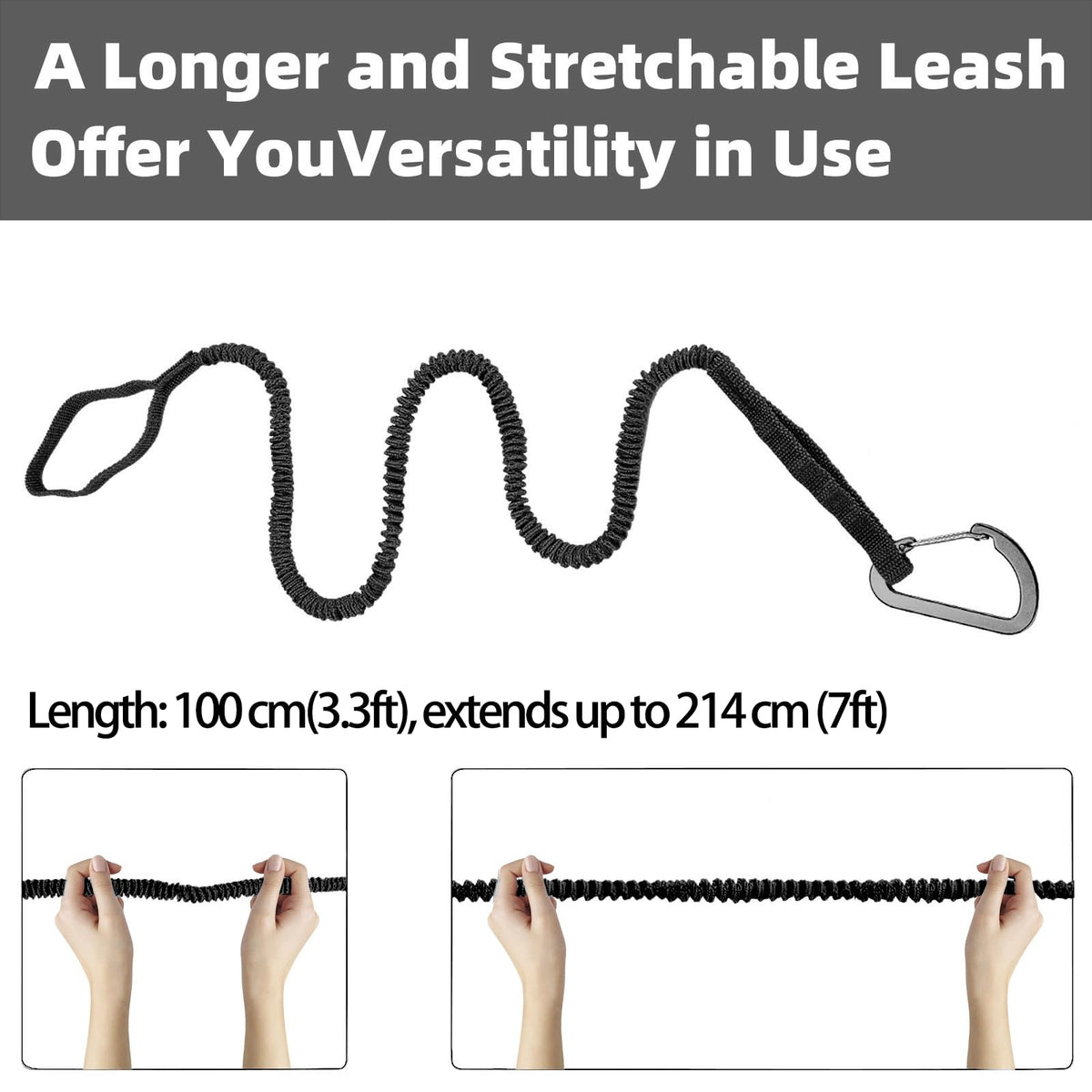 Kayak Paddle Leash 3-7 ft Stretchable Strap Lanyard O782