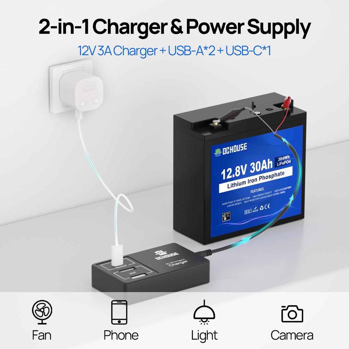 12V 30Ah Lithium Battery with USB Charger K175839