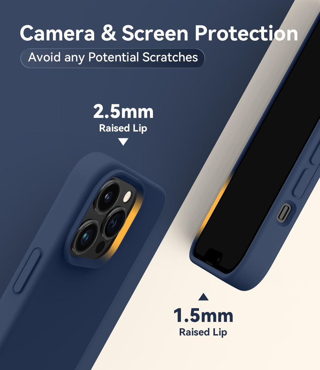 Magnetic Silicone Phone Case with Microfiber Lining, 6.7 inch, Navy Blue T879244