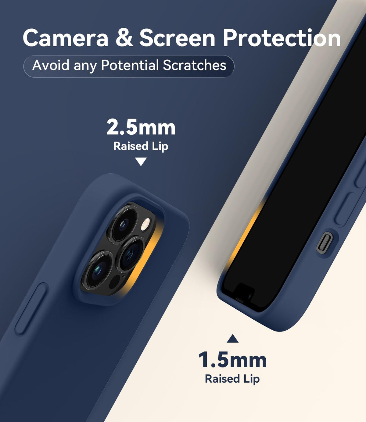 Magnetic Silicone Phone Case with Microfiber Lining, 6.7 inch, Navy Blue T879244