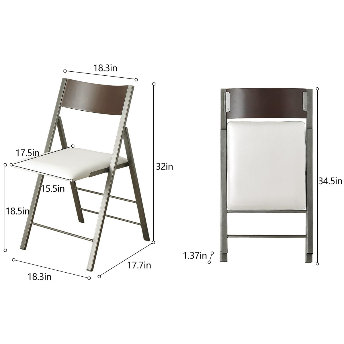 White 2 Pack Steel Frame Folding Chairs E66955