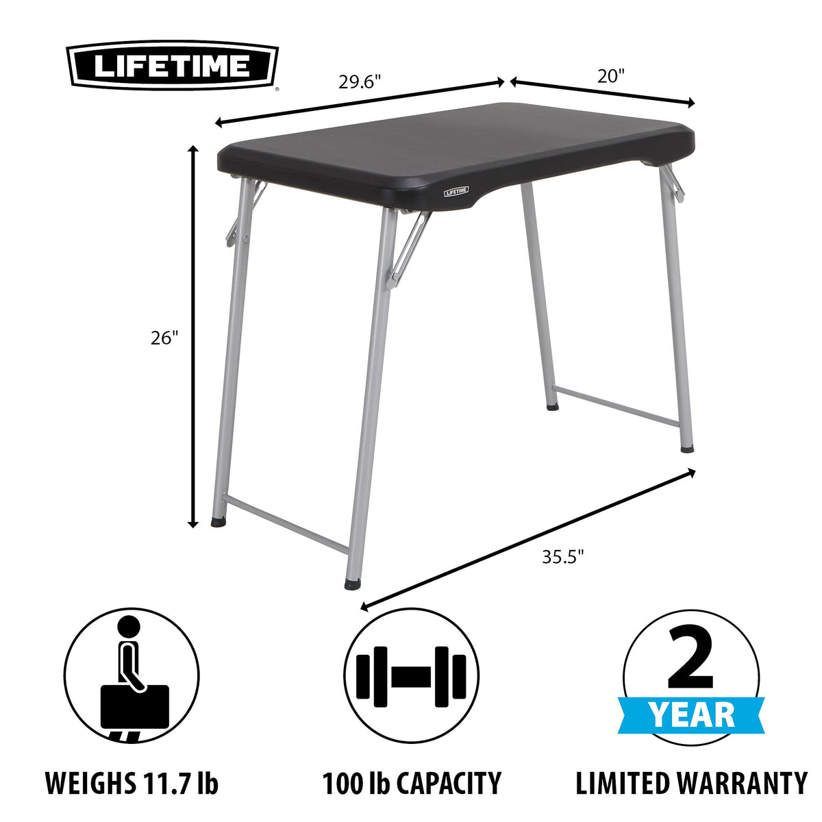 Black and Silver Compact Folding Table U16793