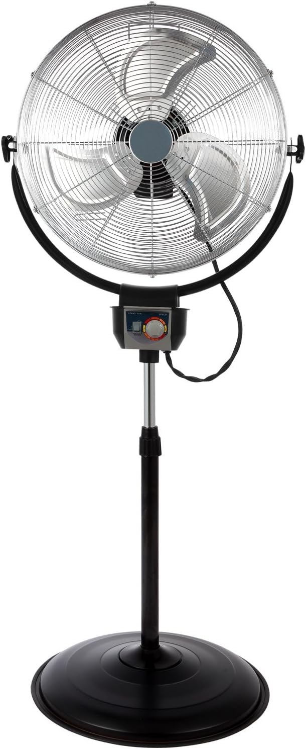 20" 3-Speed Metal Oscillating Stand Fan with Chrome Grill T398