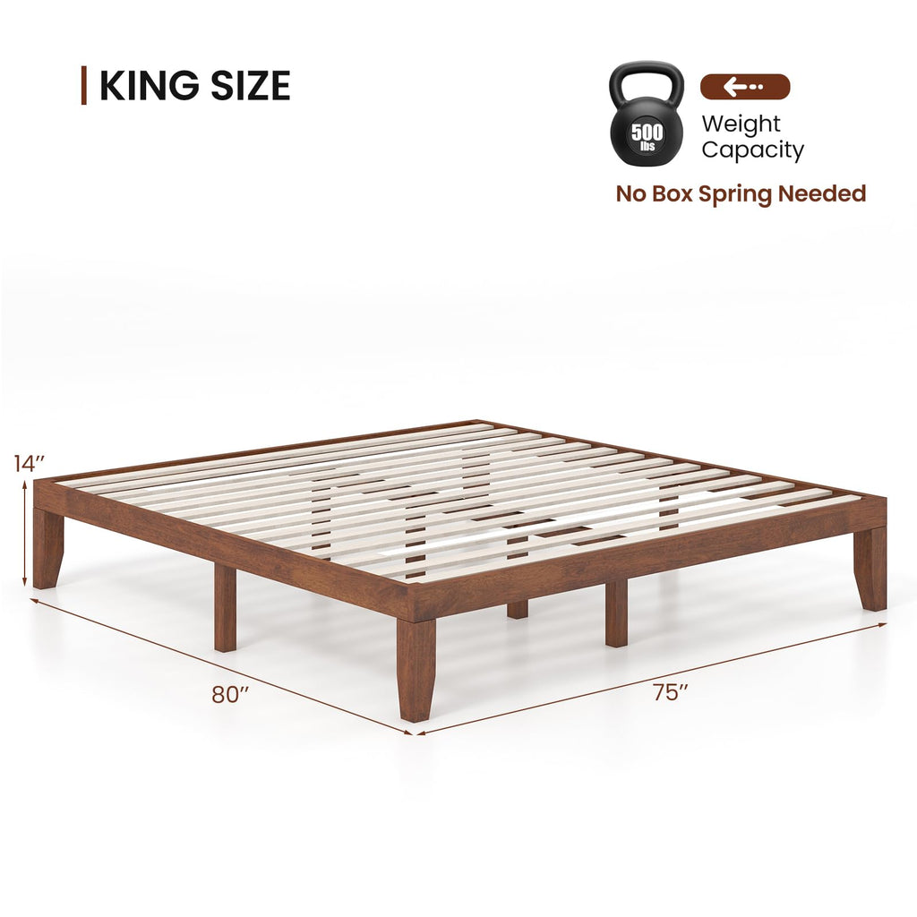 14 Inches Wood Platform Bed Frame King Size L632