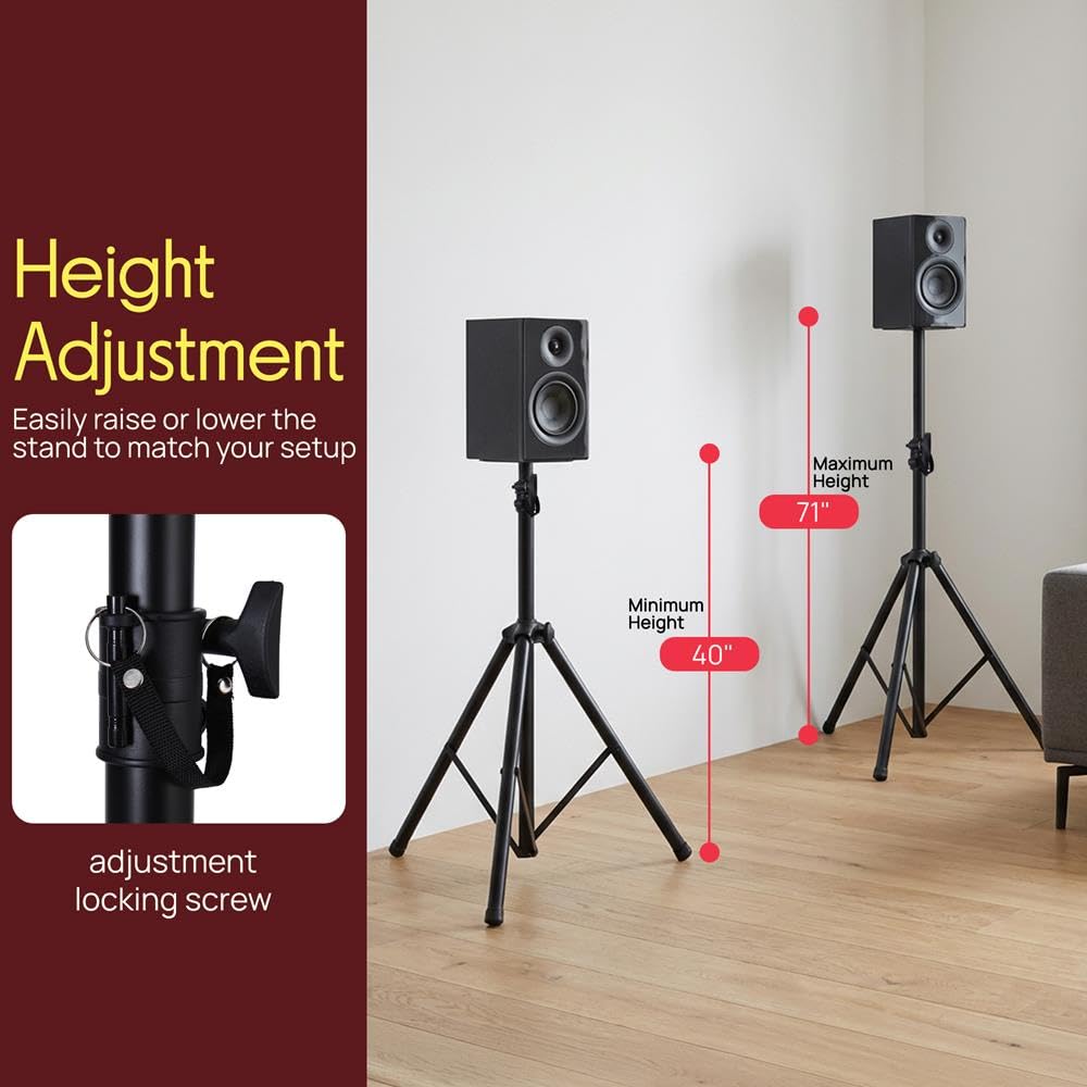 Universal Speaker Stand 2-Pack Height Adjustable Tripod Mount Z665