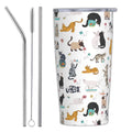 20 Oz Stainless Steel Insulated Cat Tumbler with Lid and Straw S6154