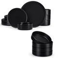 Stoneware Dinnerware Set, 12-Piece Plates and Bowls, Set of 4, Matte Black E26916
