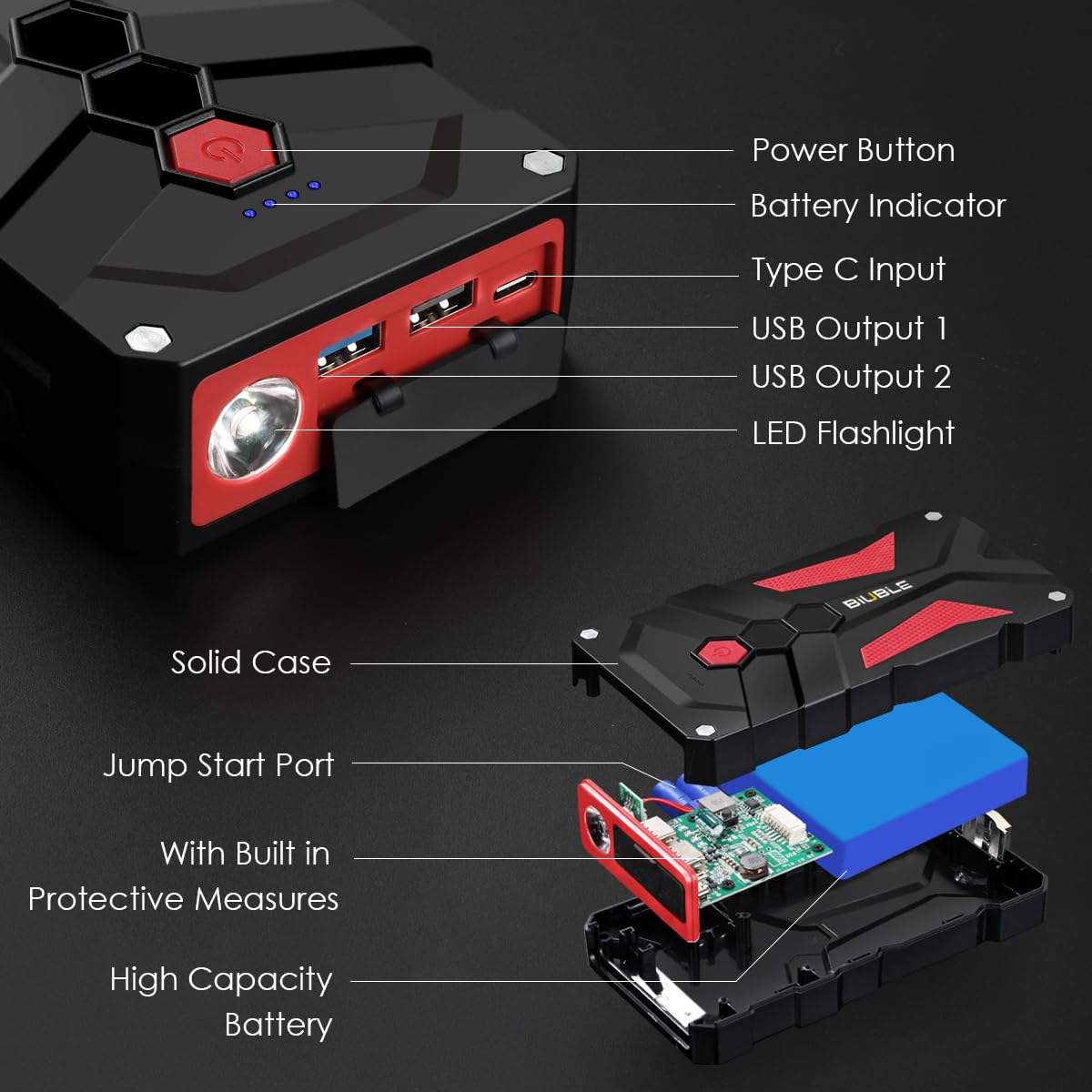 5000A Peak 12V Lithium Jump Starter with USB-C T24226