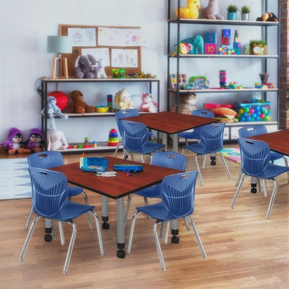 42" Square Mobile Table with 4 Stack Chairs W24257