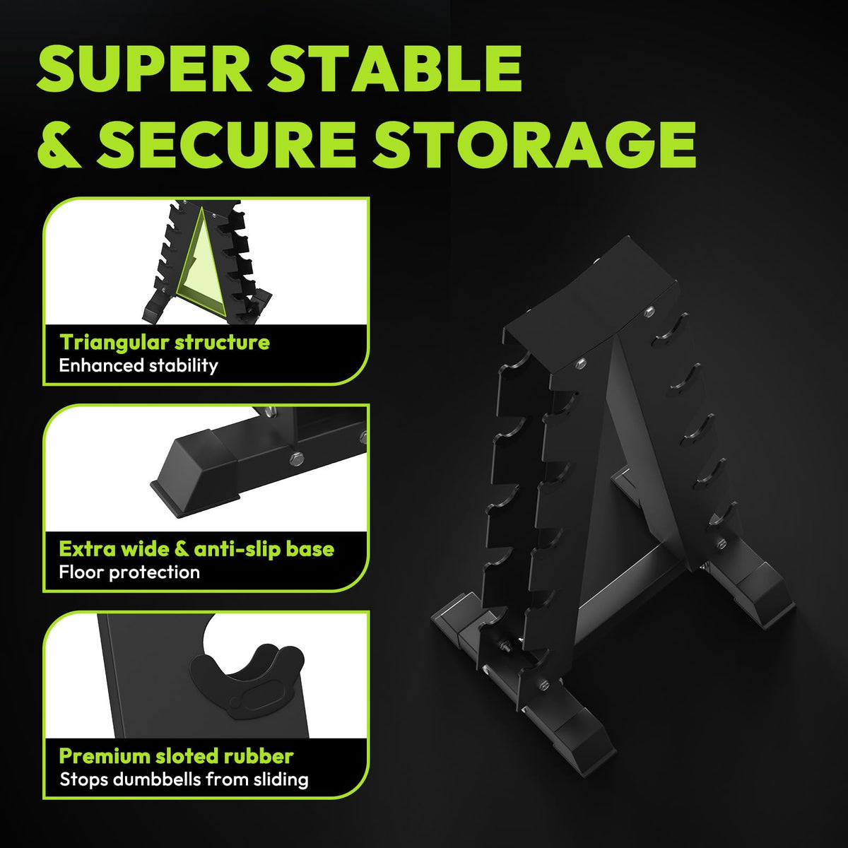 Hex Dumbbell Set with Vertical Storage Rack K7058