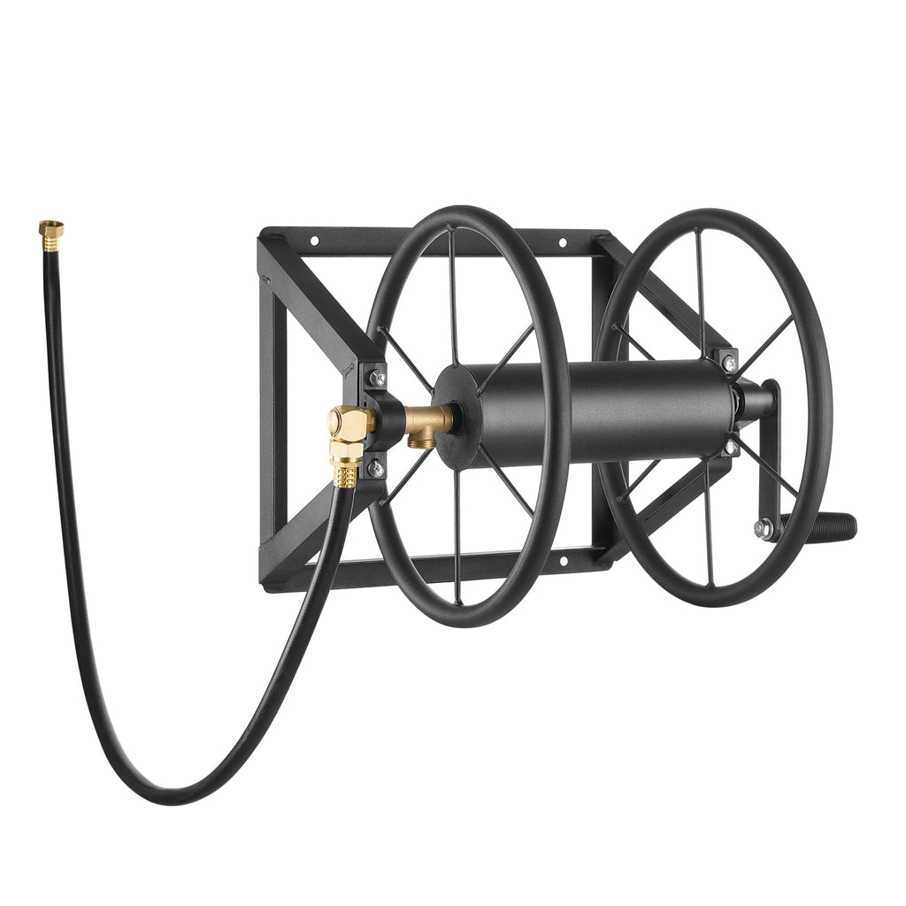 Wall Mounted Garden Hose Reel, Holds 200 ft 5/8-inch, Heavy-Duty Steel H8120