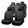 Black-Red Leather Car Seat Covers Full Set J849