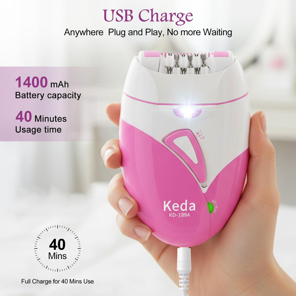 Rechargeable Cordless Electric Epilator with 2 Speed & LED Light Y127039
