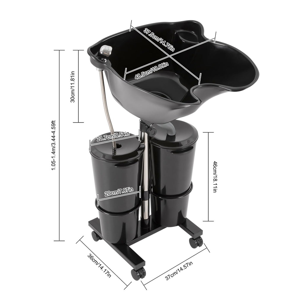 Portable Height & Angle Adjustable Shampoo Bowl with Electric Pump & 2 Bucket Y5549