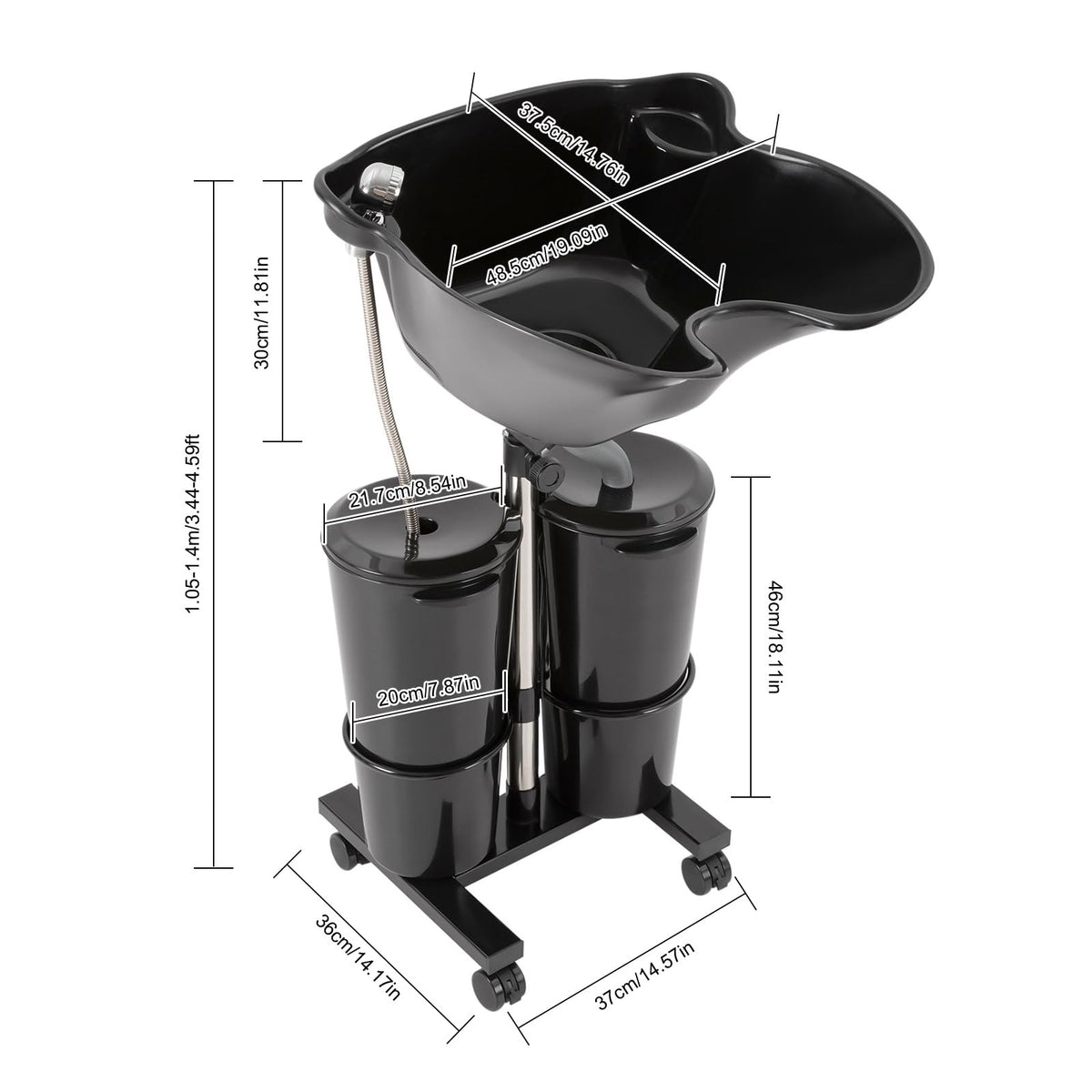 Portable Height & Angle Adjustable Shampoo Bowl with Electric Pump & 2 Bucket Y5549