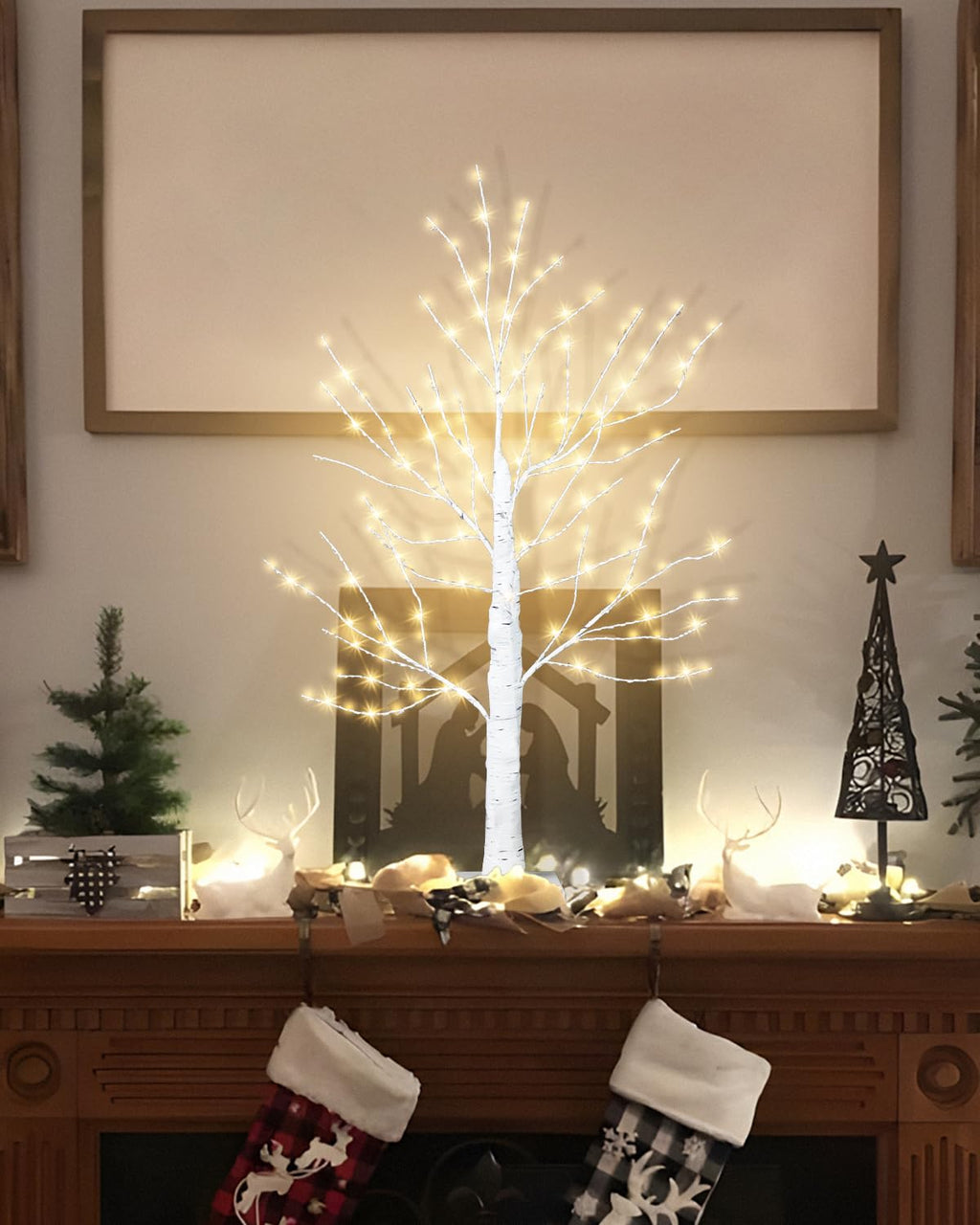 24 Inch Artificial Lighted Birch Tree with 144 LED Lights Z988744