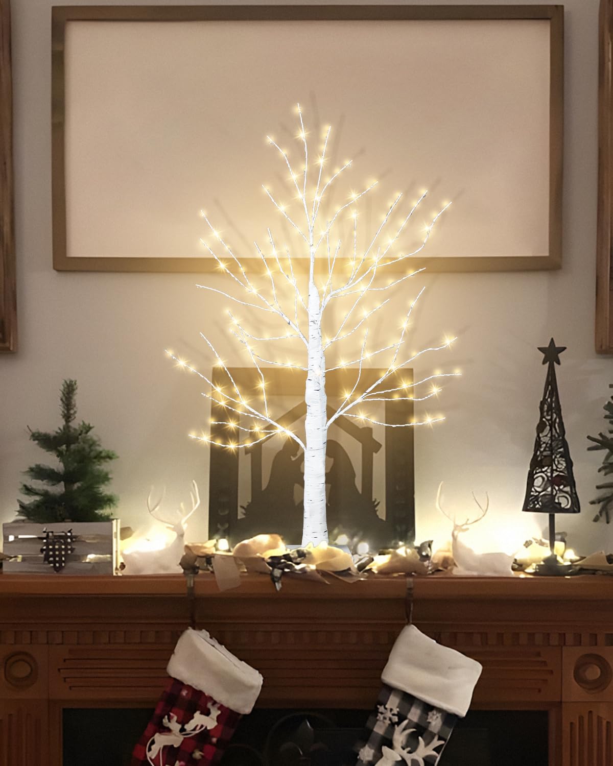 24 Inch Artificial Lighted Birch Tree with 144 LED Lights Z988744