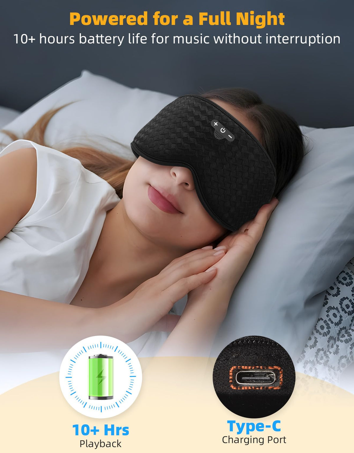 Blackout Sleep Mask with Bluetooth Headphones D5860
