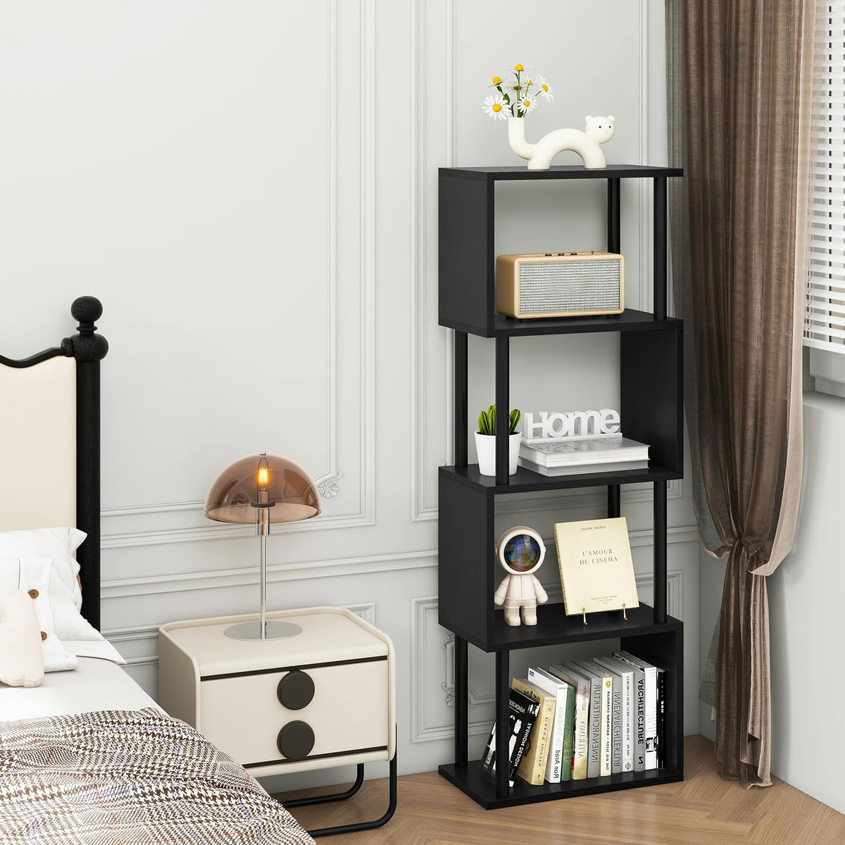 5-Tier Black Bookshelf A3916