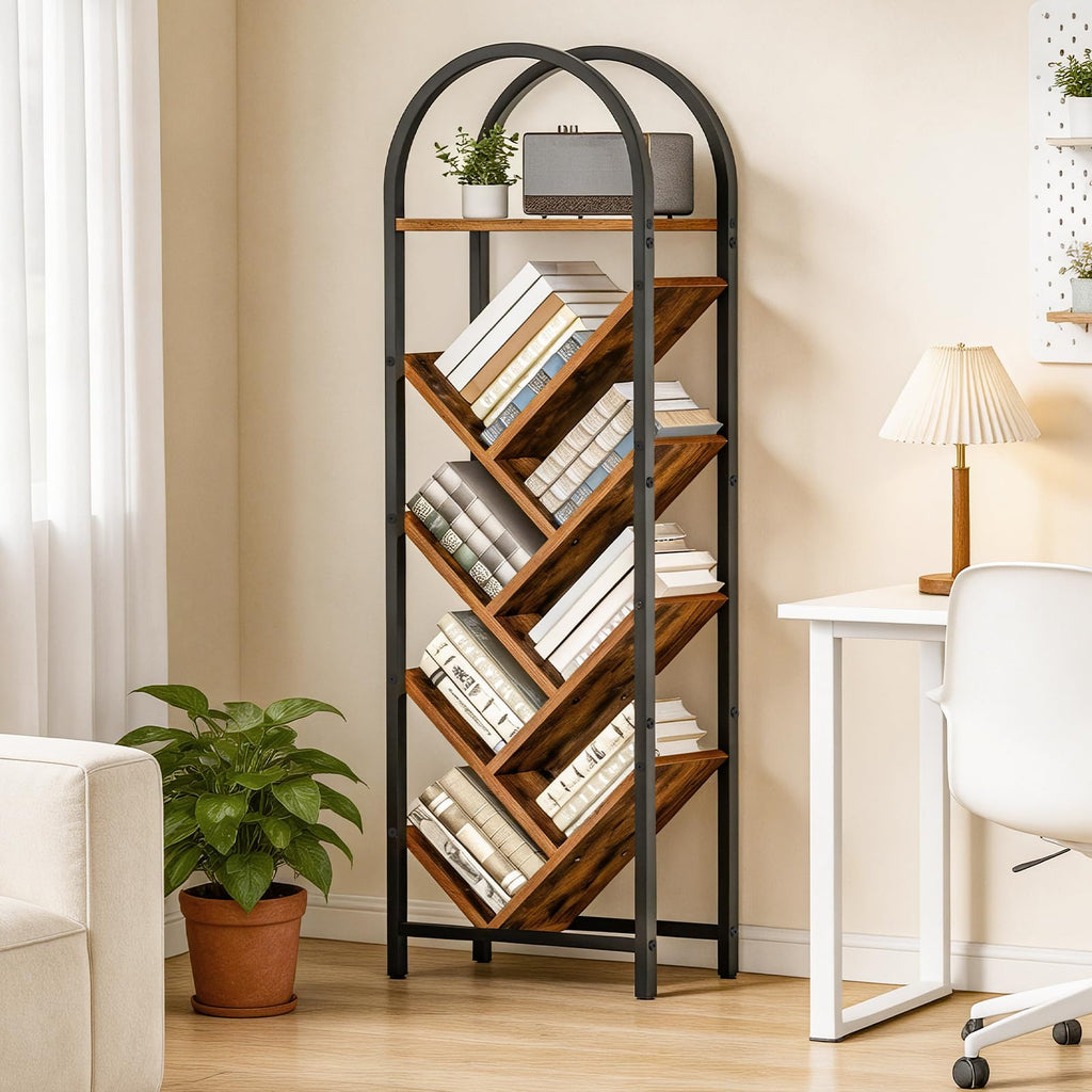 8-Tier Arched Bookshelf with Metal Frame U59436