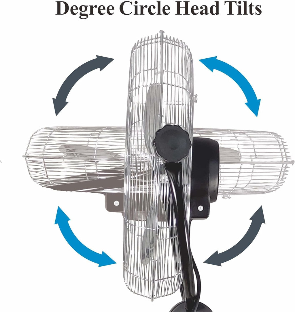 20" 3-Speed Metal Oscillating Stand Fan with Chrome Grill T398