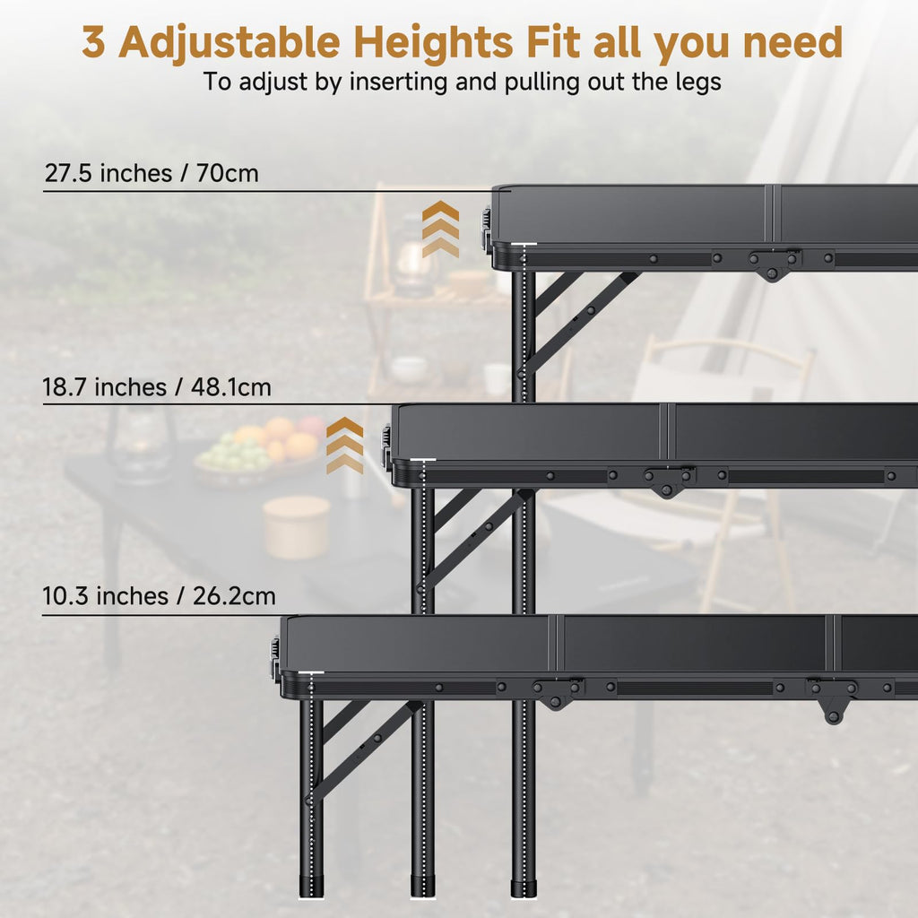 Folding Camping Table 3 Adjustable Height F38941